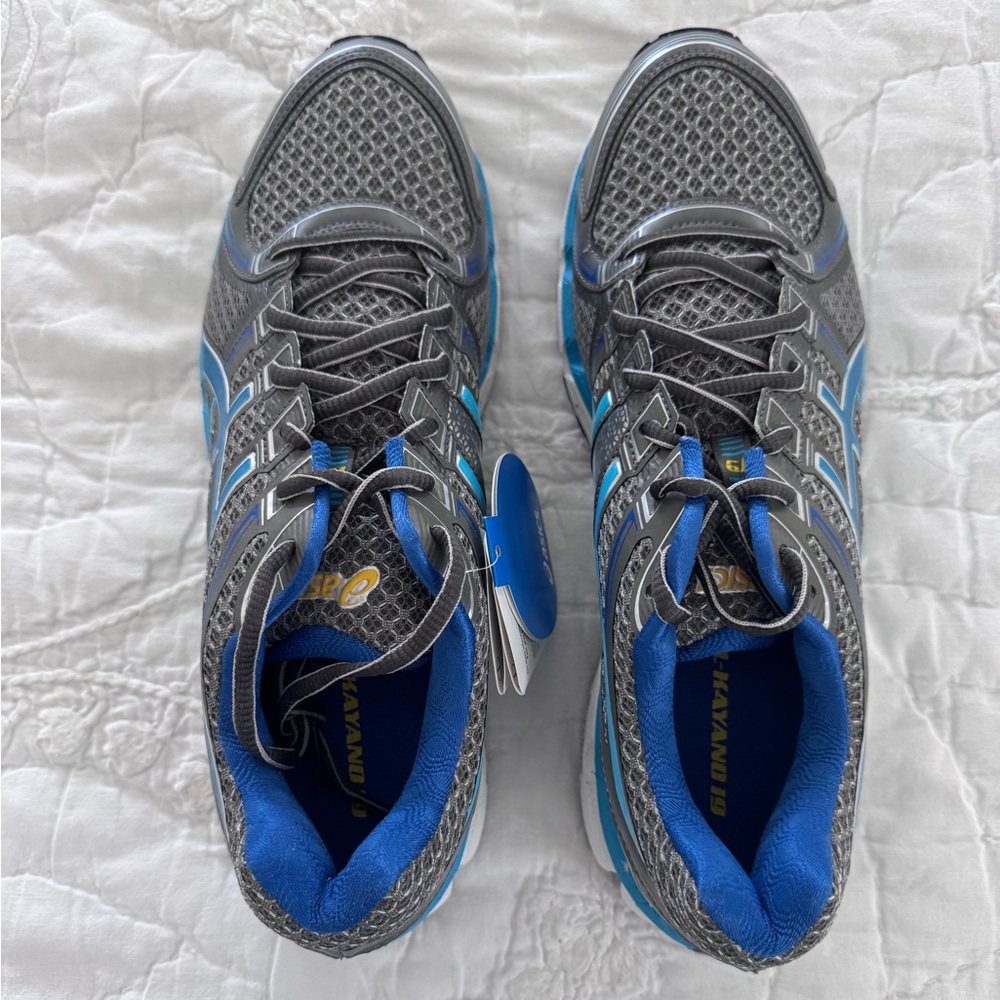 Asics Gray and Blue Athletic Shoes